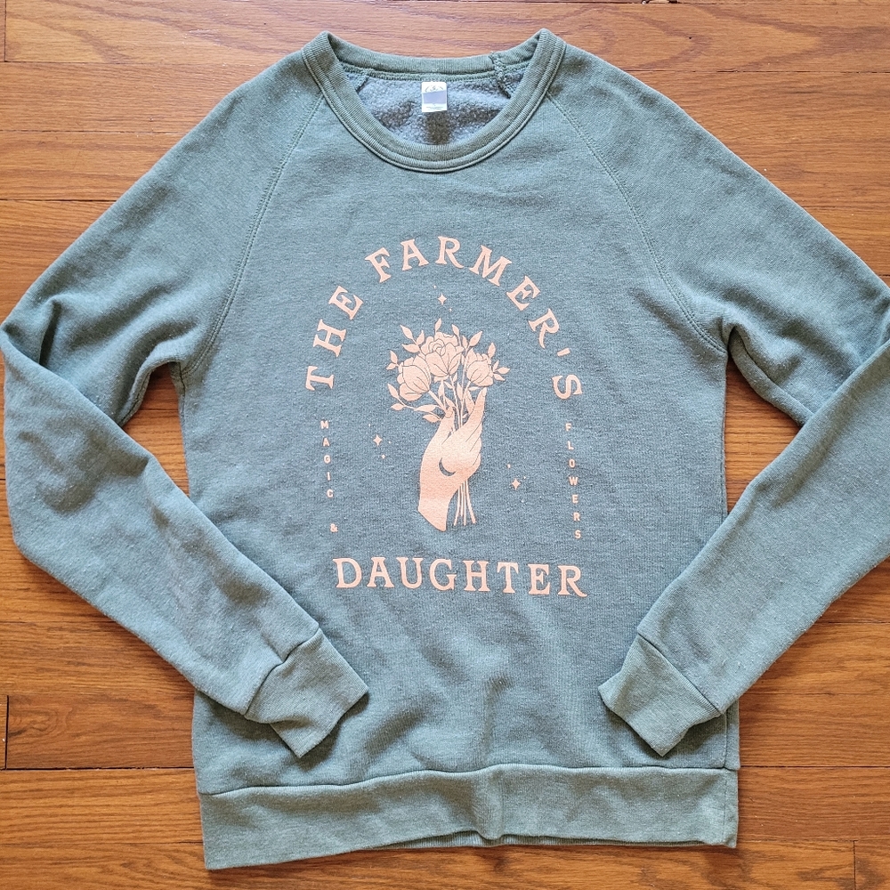 The Farmer's Daughter Sage Green and Peach Soft Fleece-lined Sweatshirt